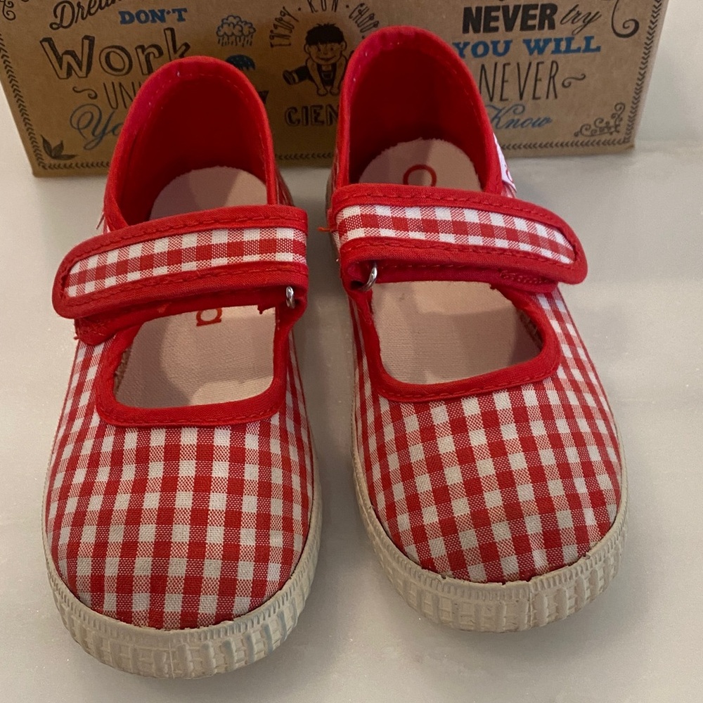 Red Checkered Kids Shoes